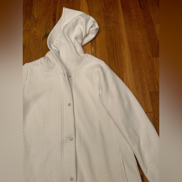 Eileen Fisher White Button Up Hoodie Jacket Size S/P - Picture 3 of 7